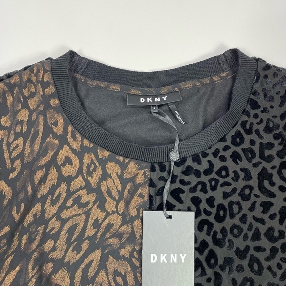 DKNY Top Blouse Size S Mixed-Print Two-Tone NWT - Picture 4 of 11